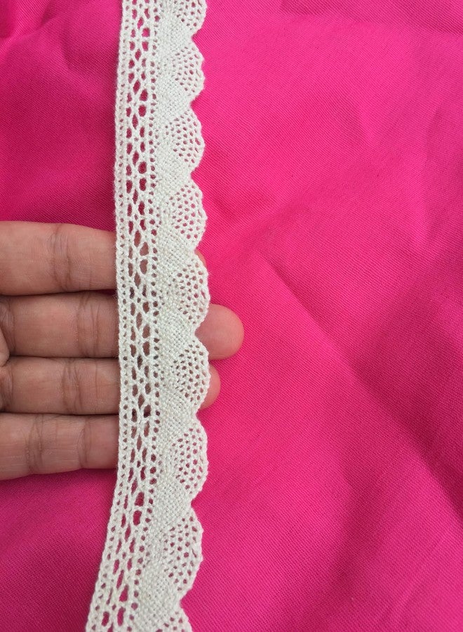 DaSync SYNC offWhite crochet croshia cotton Lace and border material for Trims cream colour crochet flower latkan hanging jhallar tassel Embroidered Laces Applique Fabric lace Sewing Supplies Cotton Work lace 9 meters - Image 3